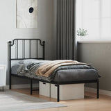 Metal Bed Frame without Mattress with Headboard Black 80x200cm 373878