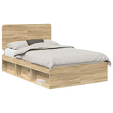 Bed Frame with Headboard Sonoma 120 x 190 cm Solid Pine Wood 3412517