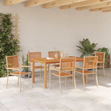 Garden Dining Set 7 pcs Beige Solid Acacia Wood 3365522