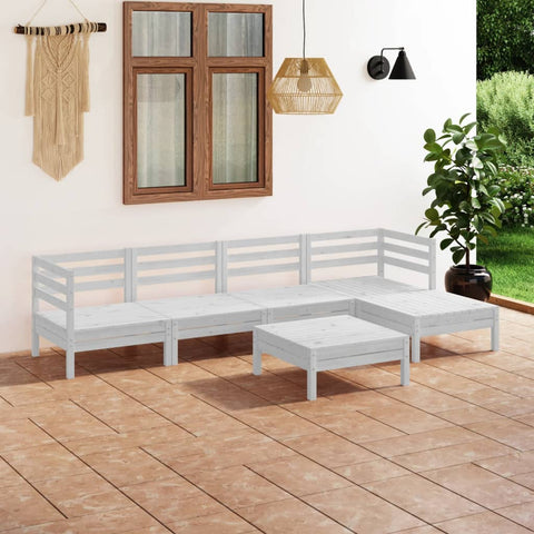 6 Piece Garden Lounge Set Solid Pinewood White 3082683