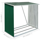 Garden Log Storage Shed Galvanised Steel 163x83x154 cm Green 47089