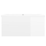 ZNTS Sink Cabinet with Built-in Basin High Gloss White Engineered Wood 3071573