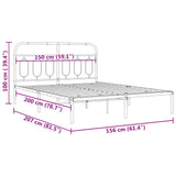 Metal Bed Frame without Mattress with Headboard Black 150x200cm 377119