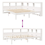 ZNTS Bookcase Bed without Mattress White 140x200 cm Solid Wood Pine 3324318