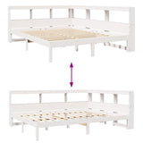 ZNTS Bookcase Bed without Mattress White 140x200 cm Solid Wood Pine 3324318