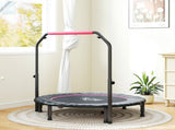 48" Foldable Mini Fitness Trampoline, with Adjustable Foam Handle, Pink T3398P349141