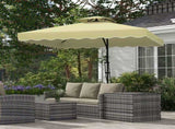 2.5m Square Double Top Garden Parasol Cantilever Umbrella with Ruffles, Beige T3398P328378