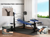 Adjustable Weight Bench with Leg Extension, Barbell Rack, Preacher Curl Pad, Butterfly, T3398P349195