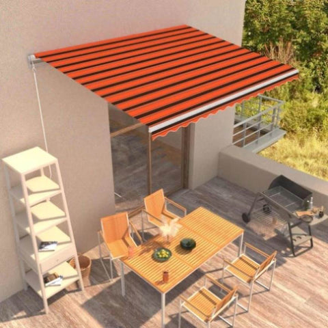 Manual Retractable Awning 400x300 cm Orange and Brown 3051216