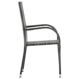 Dining Set Grey Solid acacia wood, PE rattan, Powder-coated steel 3067785