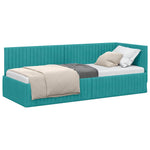 Corner Bed Frame with Headboard Turquoise 80 x 200 cm Velvet 42016254