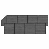 Fence Set 9 pcs 1484 x 186 cm WPC and Aluminium Grey 3429409