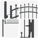 Fence Gate with Spikes Grey 150 x 100 cm Powder-coated steel 42009004
