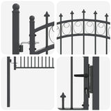 Fence Gate with Spikes Grey 150 x 100 cm Powder-coated steel 42009004