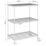 3-Tier Storage Rack with Wheels 60x35x81 cm Chrome 150 kg 324625