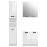 ZNTS 3 Piece Bathroom Cabinet Set High Gloss White Engineered Wood 3115880