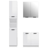 ZNTS 3 Piece Bathroom Cabinet Set High Gloss White Engineered Wood 3115880
