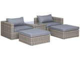 5 Piece Rattan Garden Furniture Set w/ 10cm Thick Cushions, Aluminium Frame Wicker Outdoor Balcony T3398P320098