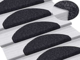 Stair Mats Self-adhesive 15 pcs 65x21x4 cm Black Half Round Large 132698