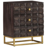 Bed Cabinet Black Solid mango wood, brass powder-coated iron Medium 320813