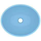Luxury Basin Oval-shaped Matt Light Blue 40x33 cm Ceramic 146923