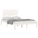 Bed Frame without Mattress White Double Solid Wood Pine 3193702