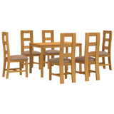 Dining Set 7 pcs Grey Solid Oak Wood 3430265