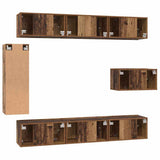 TV Cabinet Set Wall-mounted 8 pcs Old Wood Engineered Wood 3393132