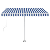 Freestanding Manual Retractable Awning 300x250 cm Blue/White 3069496