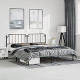 Metal Bed Frame without Mattress with Headboard Black 193x203cm 373893
