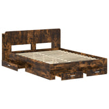 Bed Frame with Storage Smoked Oak 150 x 200 cm Engineered Wood 3433776