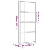 Sliding Door Gold 90x205 cm Clear ESG Glass and Aluminium 155191