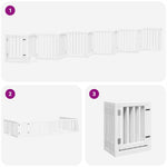 Dog Gate with Door Foldable 12 Panels White 600 cm Poplar Wood 3155648