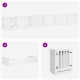 Dog Gate with Door Foldable 12 Panels White 600 cm Poplar Wood 3155648