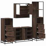 4 Piece Bathroom Furniture Set Brown Oak Engineered Wood 3301304