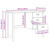 Desk with Drawers HILL White 100 x 45 x 74 cm Solid Pine Wood 42025039
