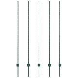 Embedded Fence Post 5 pcs Green 200 cm Powder-Coated Steel 42006270