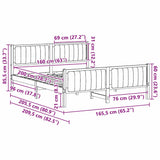 Bed frame White and light grey 160 x 200 cm Solid pine wood 3394312