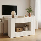Console Table Striped White 101 x 29 x 74 cm Engineered Wood 899877