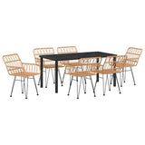 Garden Dining Set 7 pcs Brown Powder-Coated Steel 3379181