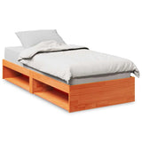 ZNTS Day Bed without Mattress Wax Brown 90x200 cm Solid Wood Pine 859243