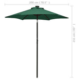 Garden Parasol with LED Lights Green 200x211 cm Aluminium 313558