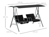 2 Seater Garden Swing Chair Patio Rocking Bench w/ Tilting Canopy, Double Padded Seats, Storage Bag T3398P315890