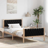 Bed Frame with Headboard Black 100 x 200 cm Solid Pine Wood 878421