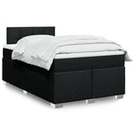 ZNTS Box Spring Bed with Mattress Black 120x200 cm Fabric 3285857