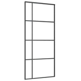 Sliding Door with Hardware Set Black 90x205 cm ESG Glass 3375870