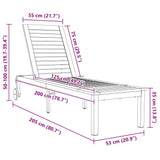 Sun Lounger Reclining Brown 207 x 58 x 35cm Solid Acacia wood 42006195
