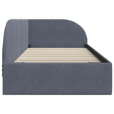 Corner Bed Frame with Headboard Dark grey 90 x 200 cm Velvet 42016647