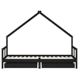 Kids Bed Frame with Drawers Black 80x200 cm Solid Wood Pine 834551