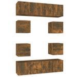 ZNTS 8 Piece TV Cabinet Set Smoked Oak Engineered Wood 3120212